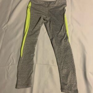 Aviva Sport Girls' Grey Leggings with Neon Yellow Side Stripe Size Medium
